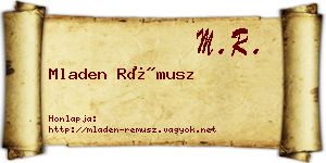 Mladen Rémusz névjegykártya